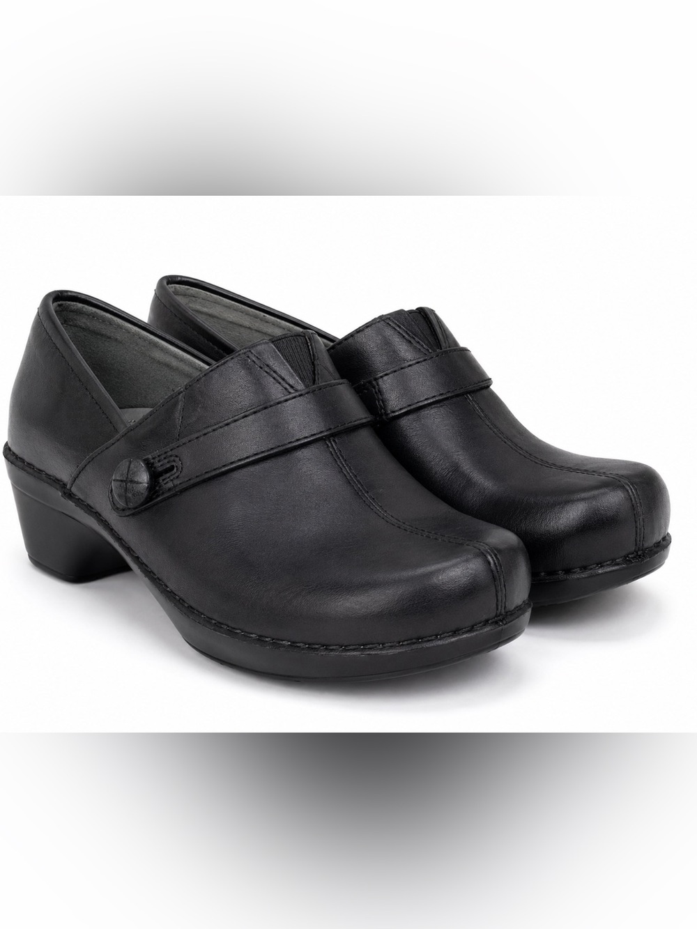 Dansko Balance Black Leather Comfort Clogs Shoes Size 40 Nursing Work Career